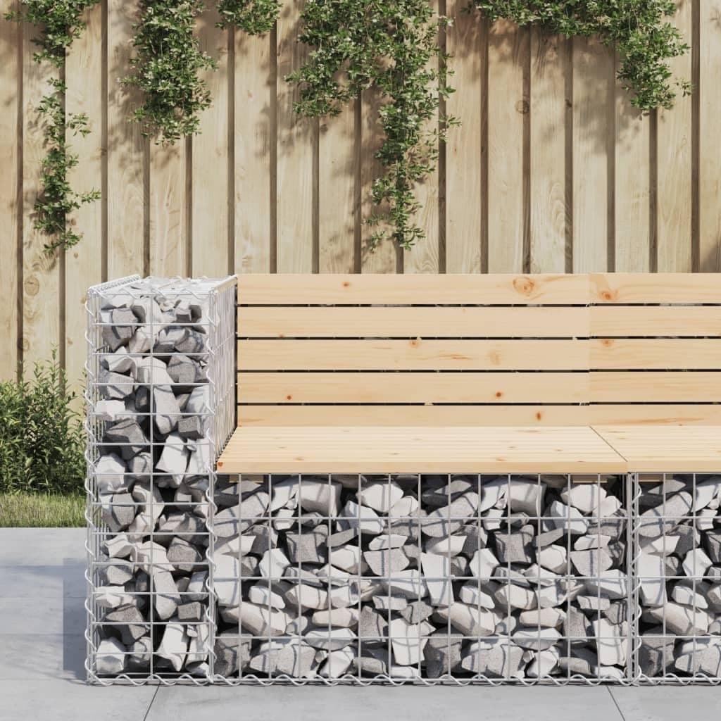 Gabionen-Gartenbank Kiefer 92×71×65,5 cm