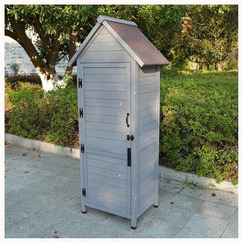 OAFNLWU Gartenschrank Holz Grau 3 Regalböden