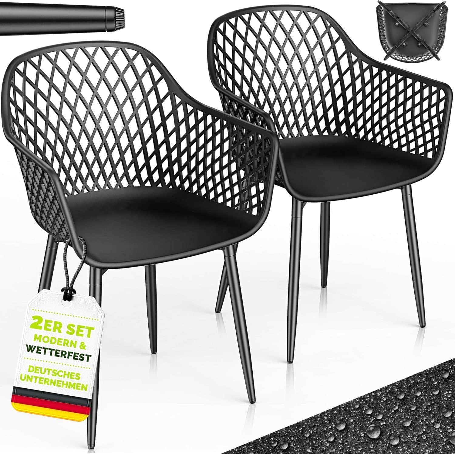 tillvex Gartenstuhl 2er Schwarz