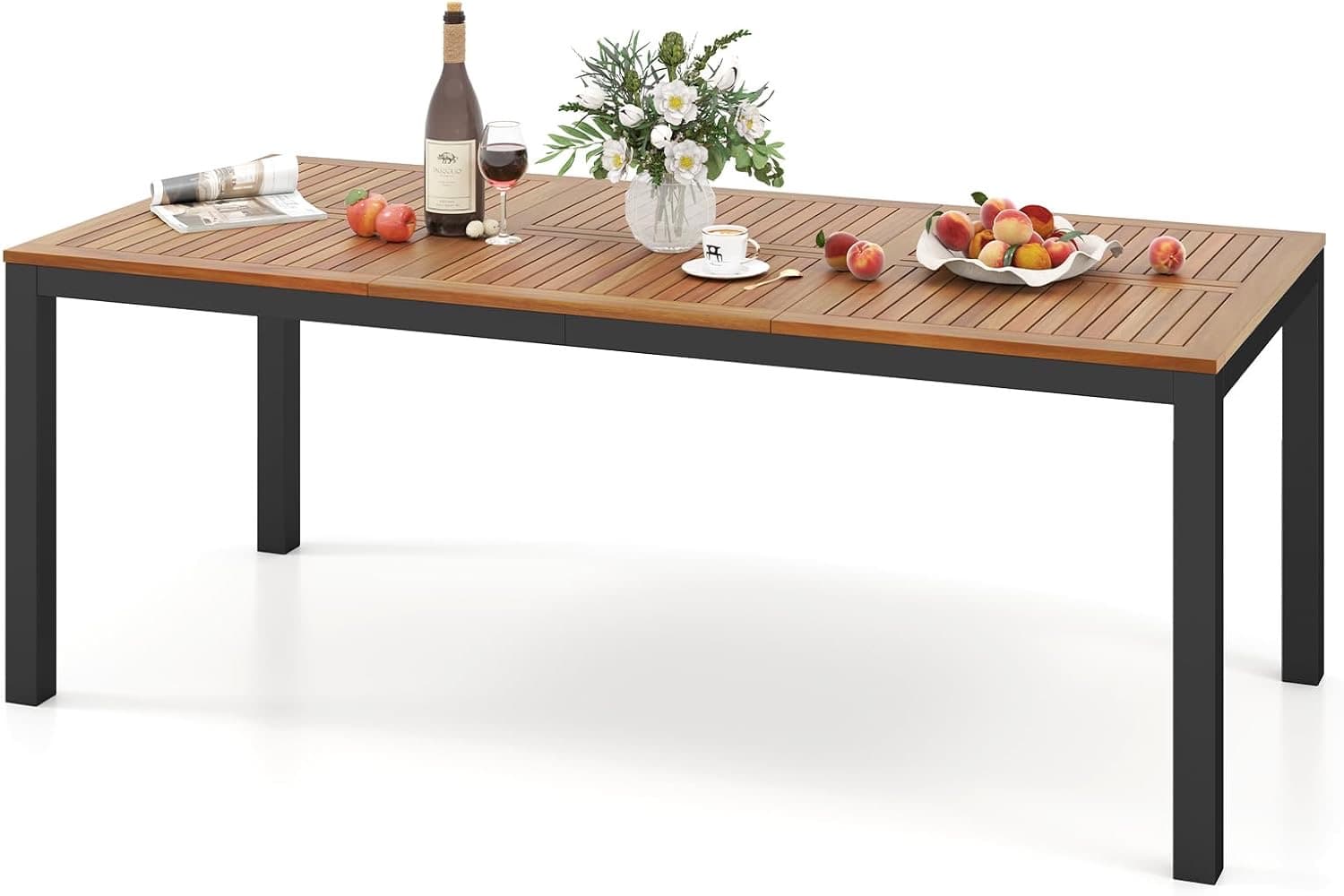 GOPLUS Gartentisch Akazienholz 200×90 cm