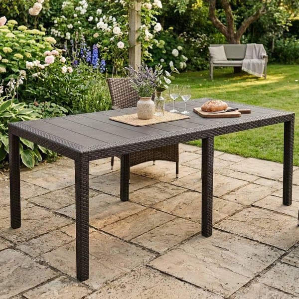 Dmora Roma Gartentisch PP Rattan-Optik 150-220 cm