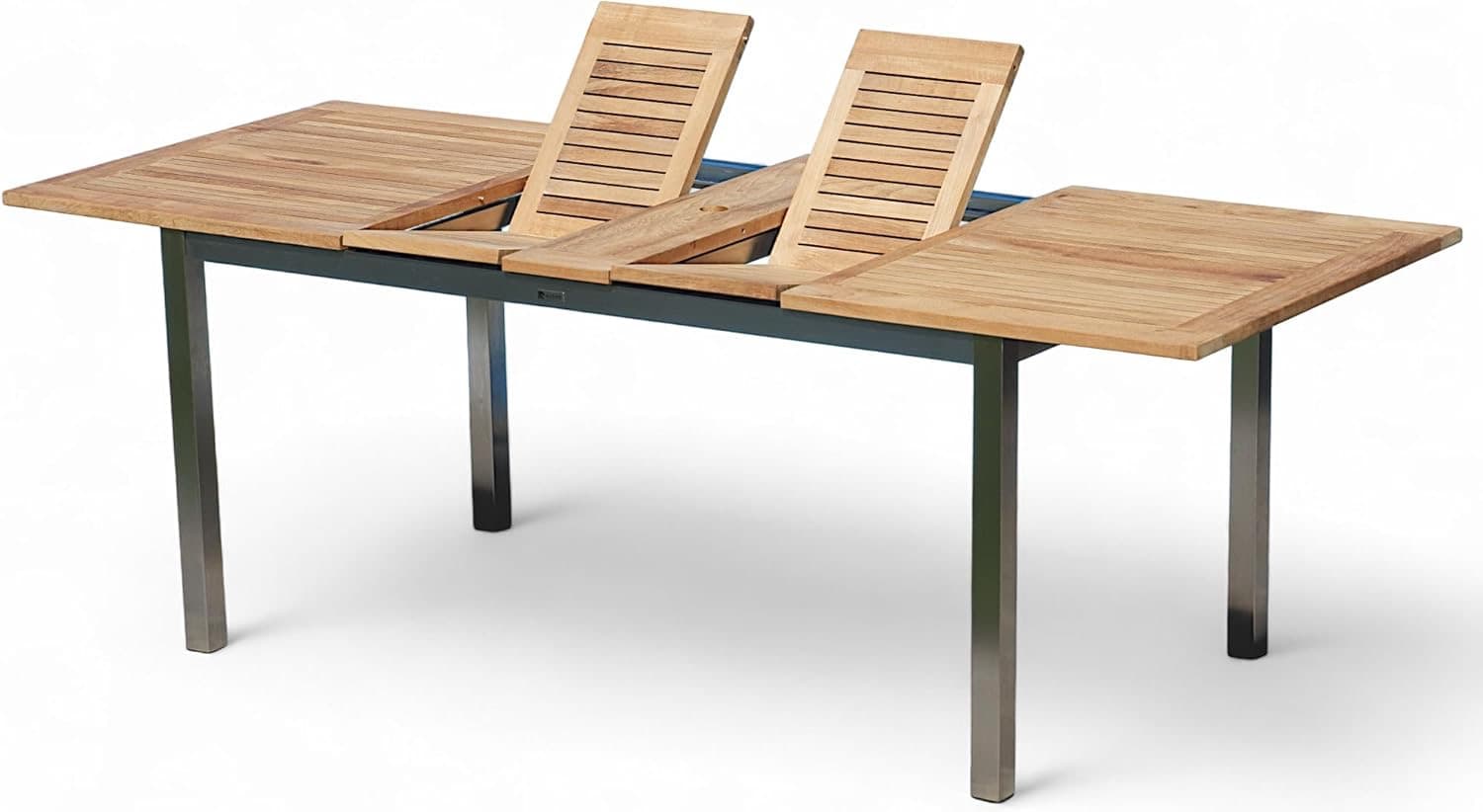 ALEOS Kuba Teak Edelstahl 160-220 cm