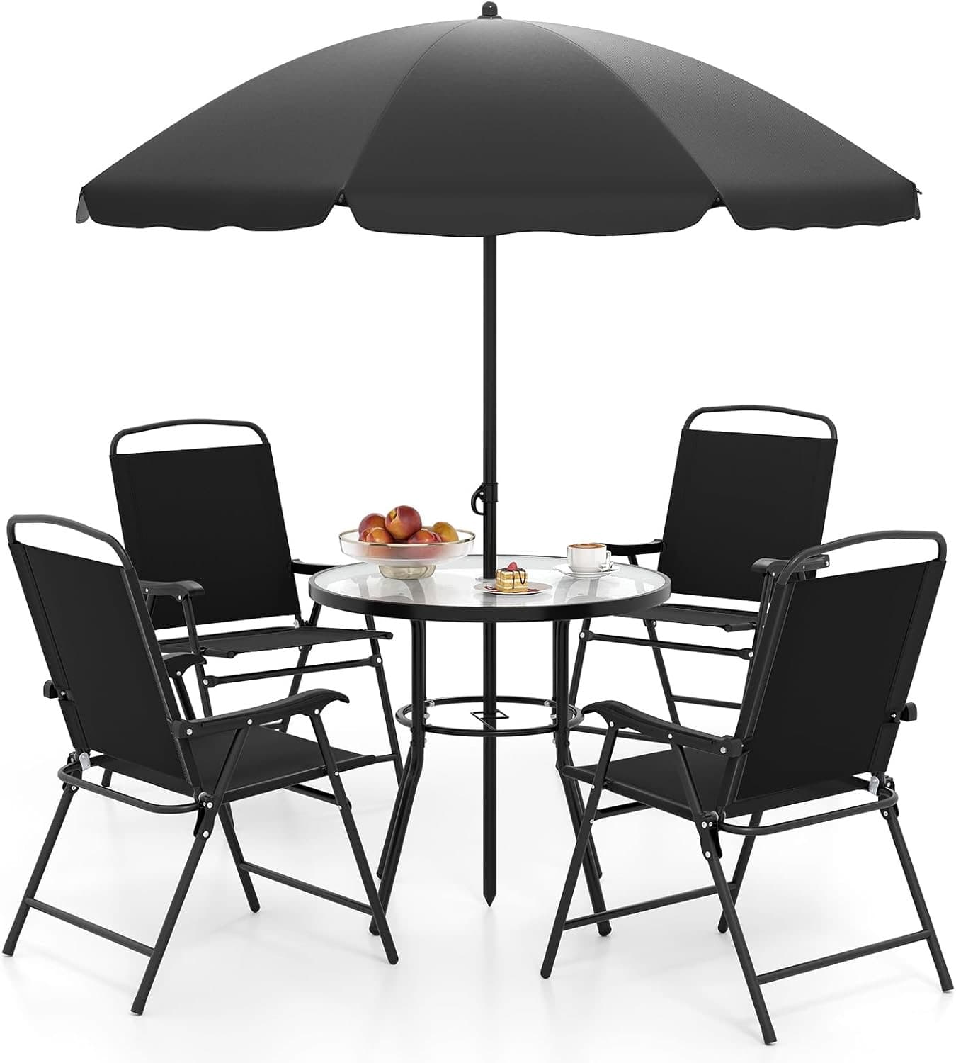 COSTWAY Set mit Sonnenschirm