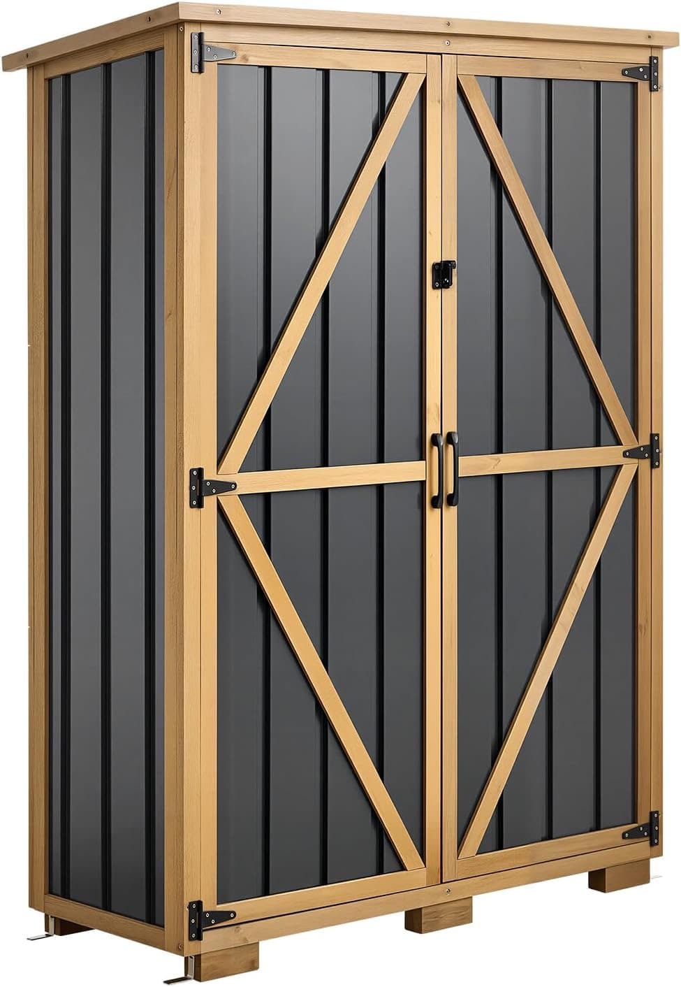 VEVOR Gartenschrank Holz 112×46×160 cm