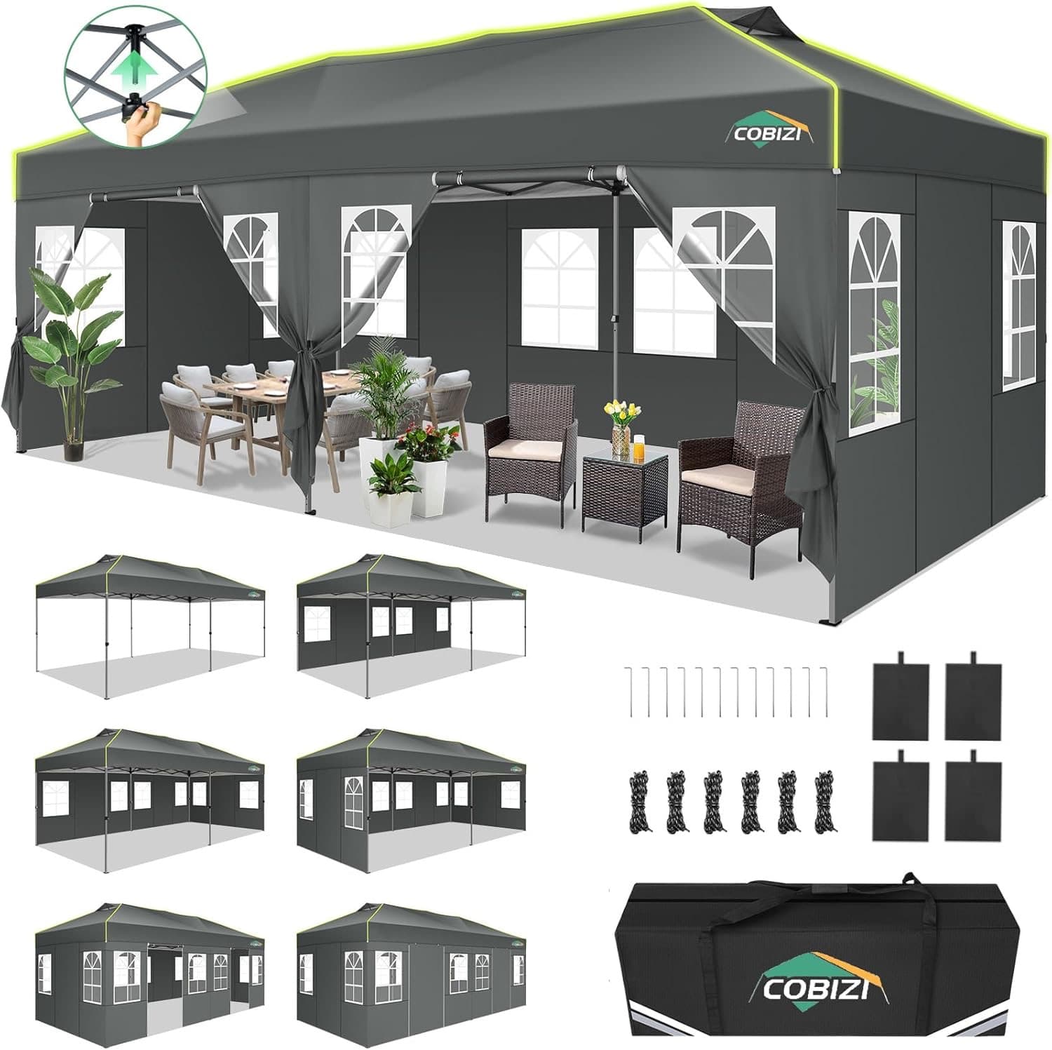 COBIZI Faltpavillon 3×6 m One-Touch