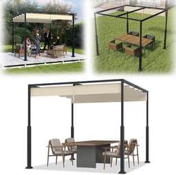 VA-Cerulean VA-Cerulean Schiebedach-Pergola 3×3 m Beige