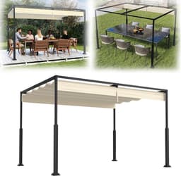 VA-Cerulean VA-Cerulean Schiebedach-Pergola 3×4 m Beige