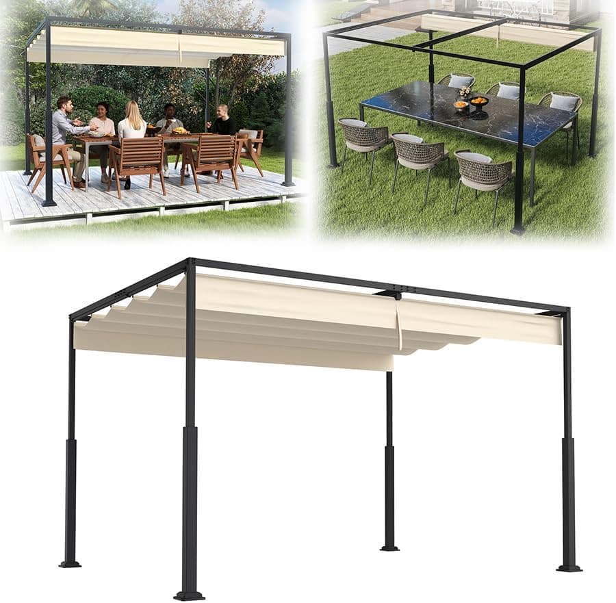VA-Cerulean Schiebedach-Pergola 3×4 m Beige
