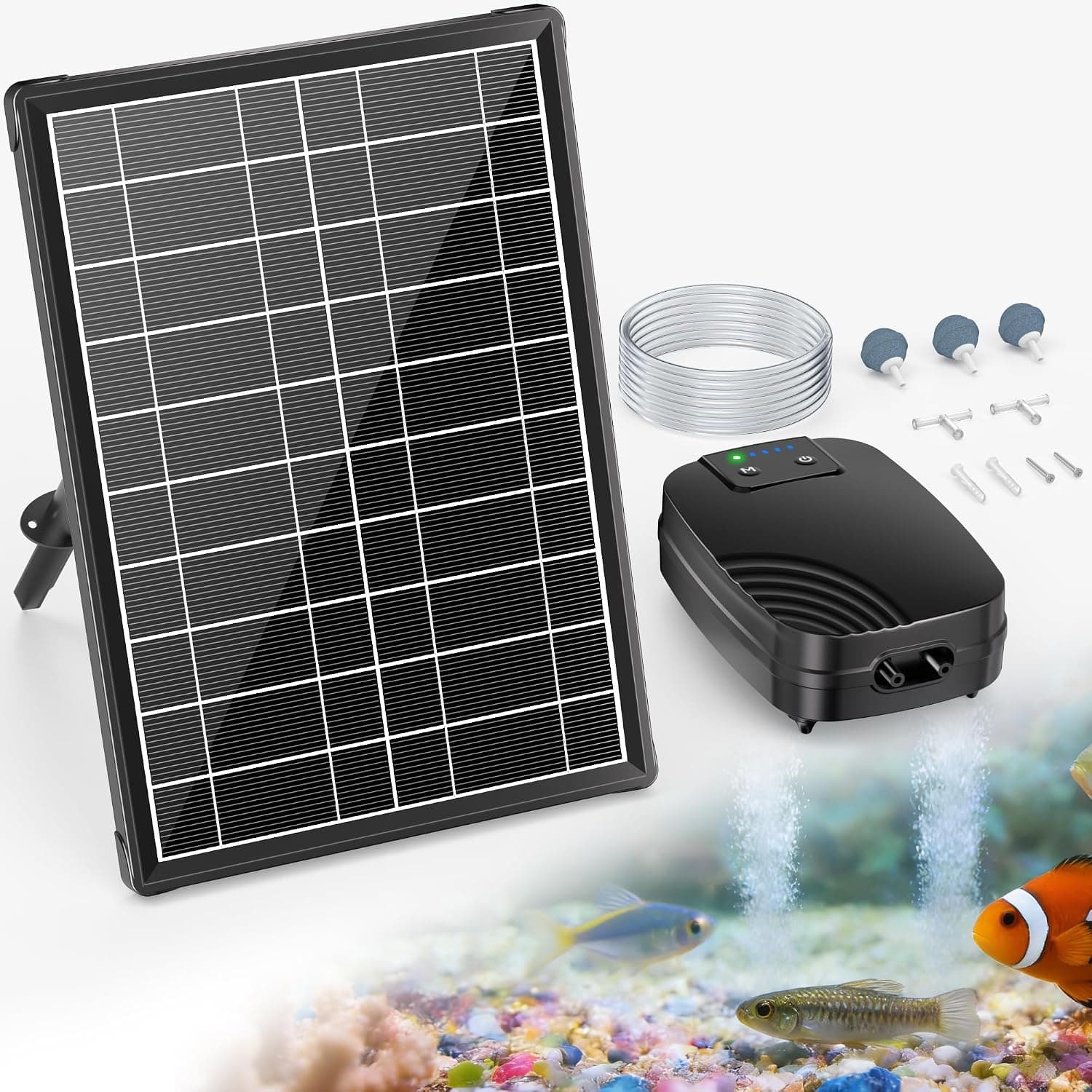 POPOSOAP 8W Solar Teichbelüfter mit Solar-Akku-Doppelstromversorgung