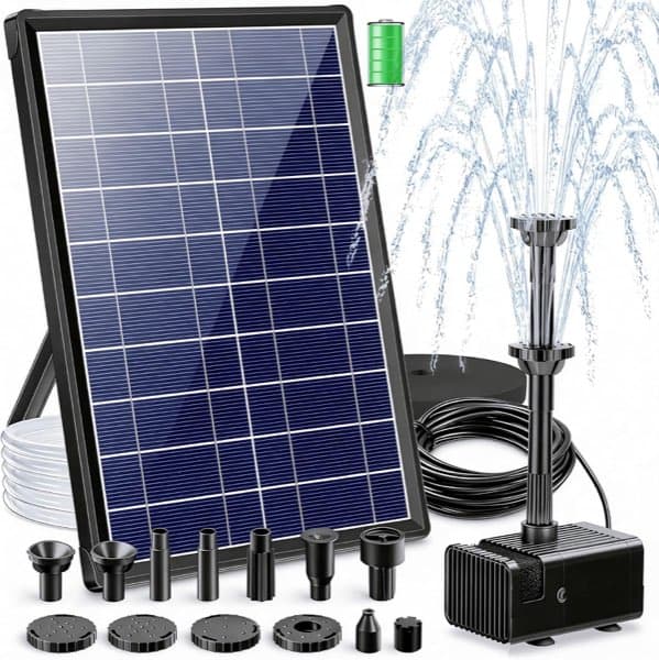 Biling 7,5W Solar Springbrunnen für Außen mit 3600mAh Akku bis 600 L