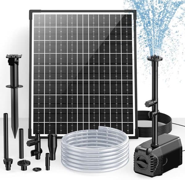 POPOSOAP 30W Solar Teichpumpe, 1500 L/h, stellbarer Durchfluss