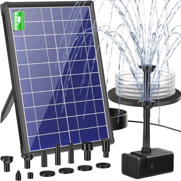 Biling 8W Solar Springbrunnen außen mit 4000mAh Akku, 300 l/h