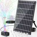 POPOSOAP 12W Solar Teichpumpe mit 4200mAh Akku, Bunte LED-Leuchten