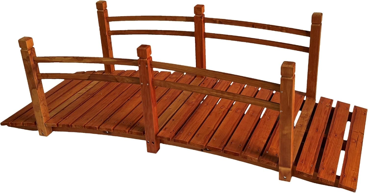 Relaxdays Holzbrücke 185 cm orange