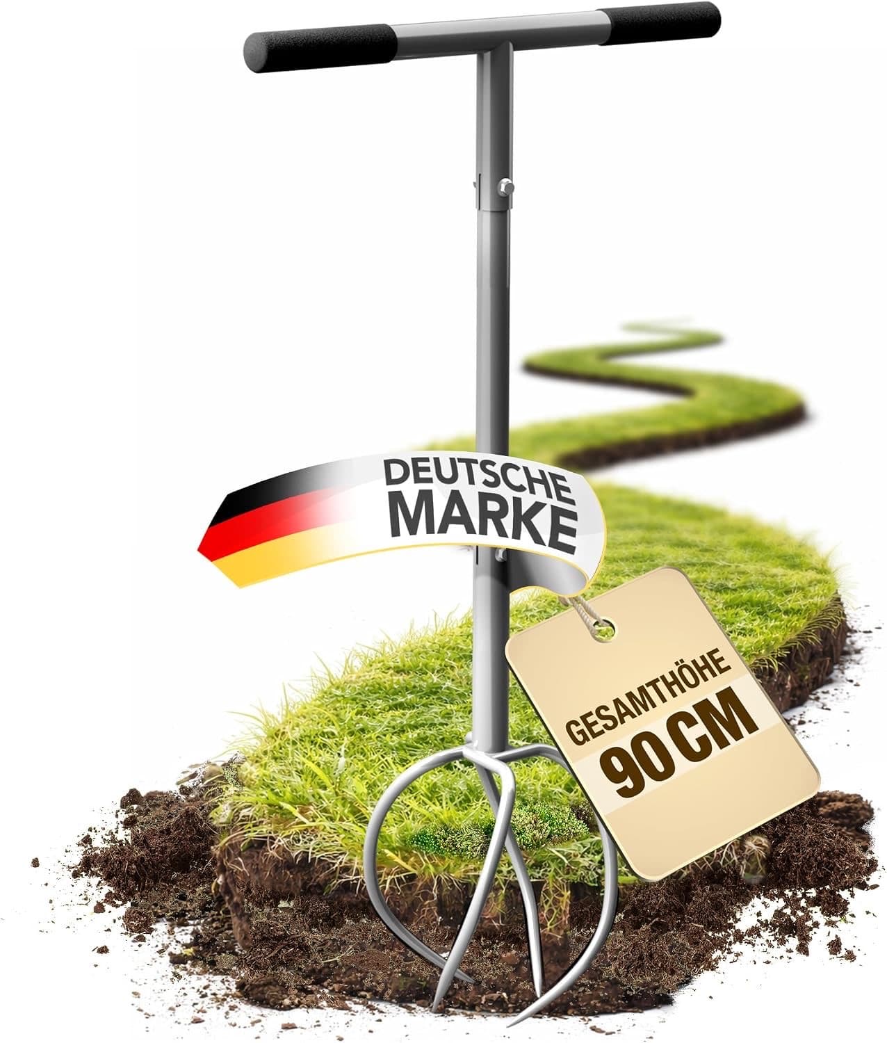 Gartenkralle mit T-Griff | Handkultivator & Bodenlockerer | Twist Tiller zum Boden Lockern