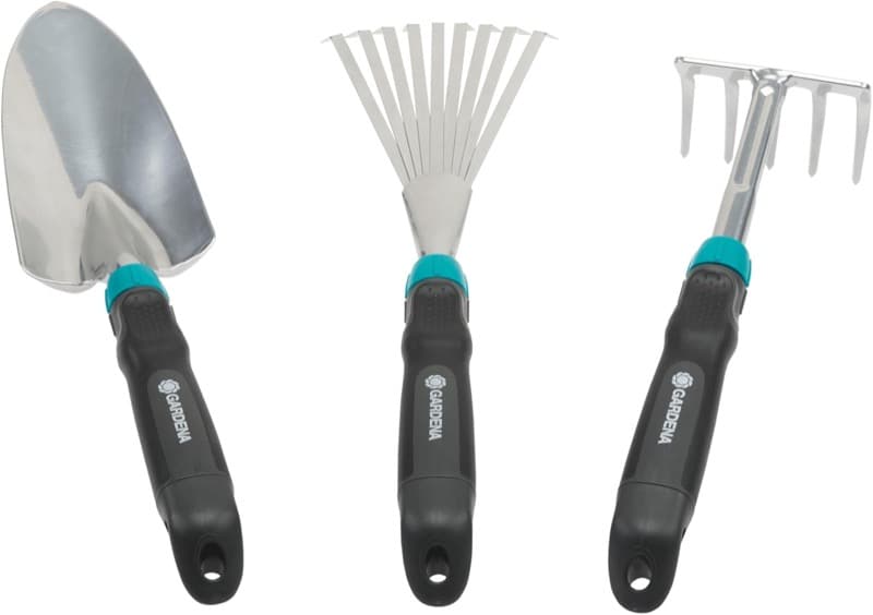 Gardena Comfort Kleingeräte-Set: Blumenkelle, Kleinbesen und Blumenrechen