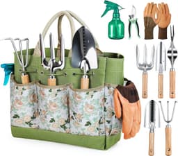 Grenebo Gartenwerkzeug Set 9 Stück mit Organizer Tasche