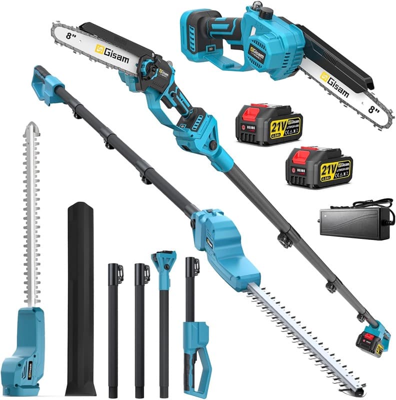 8 Zoll Mini Kettensäge & Akku Heckenschere 4-in-1 Gartenwerkzeug Set