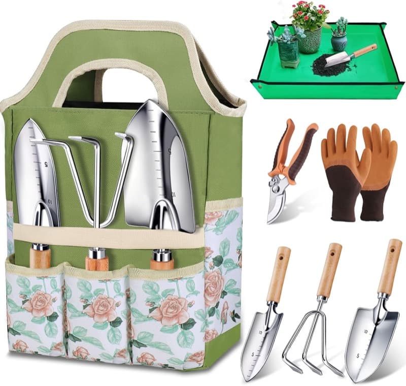 Kynup Gartenwerkzeug Set, Gartenset Edelstahl mit Tragetasche