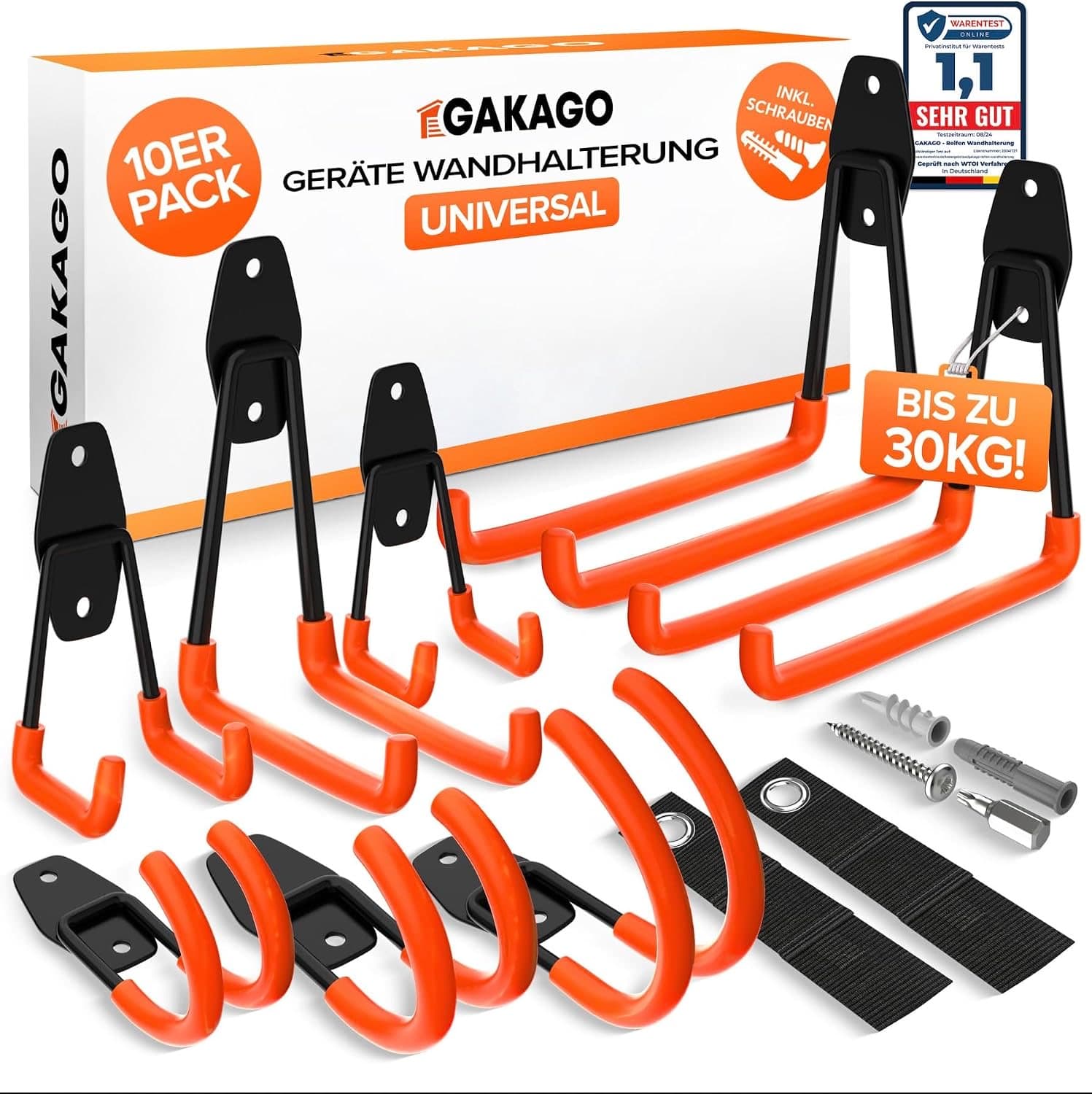 Gakago 10er Garagenhaken-Set
