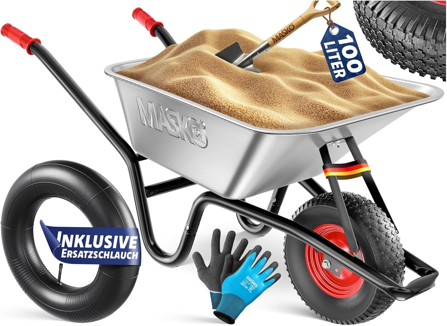 MASKO Schubkarre Silber