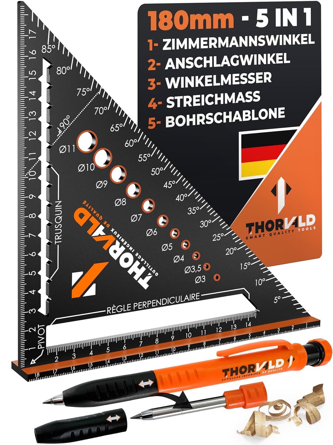 THORVALD Zimmermannswinkel 5-in-1 180 mm