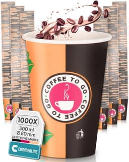 Commerline Commerline Pappbecher 300 ml 1000er