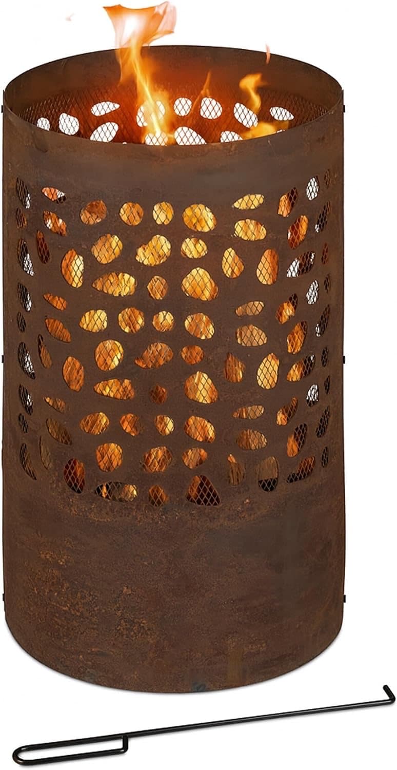 Relaxdays Feuertonne Cortenoptik