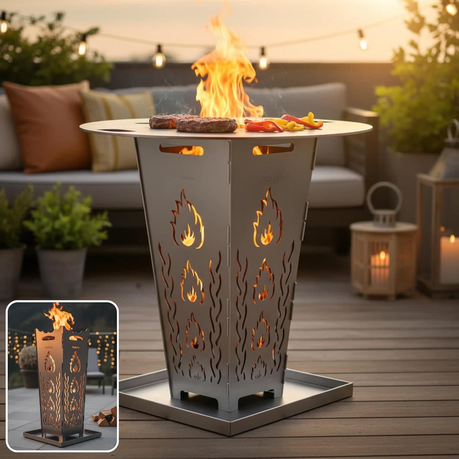 FireDesire Feuerkorb mit Grillplatte