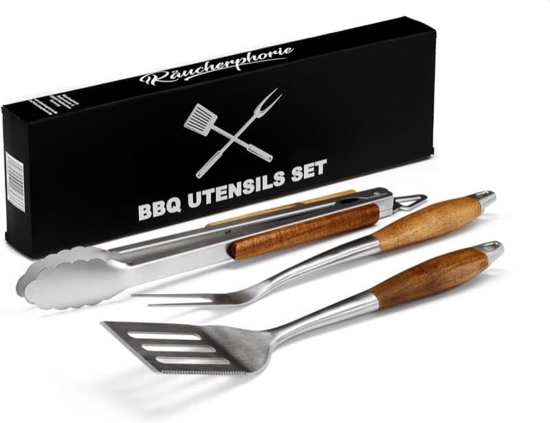 Räucherphorie Grillbesteck 3-teilig Holzgriff