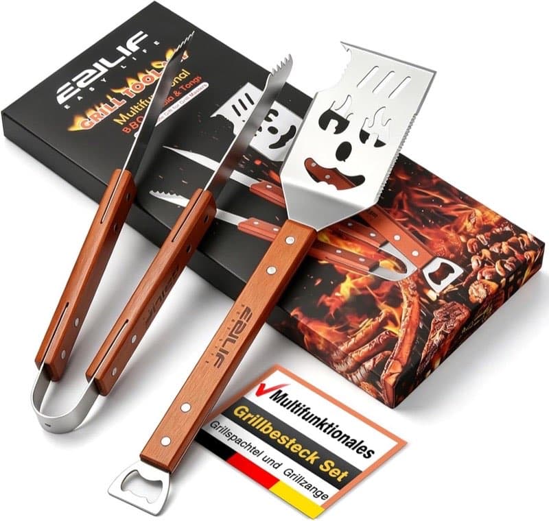 Ezilif 7-in-1 Grillbesteck Holzgriff