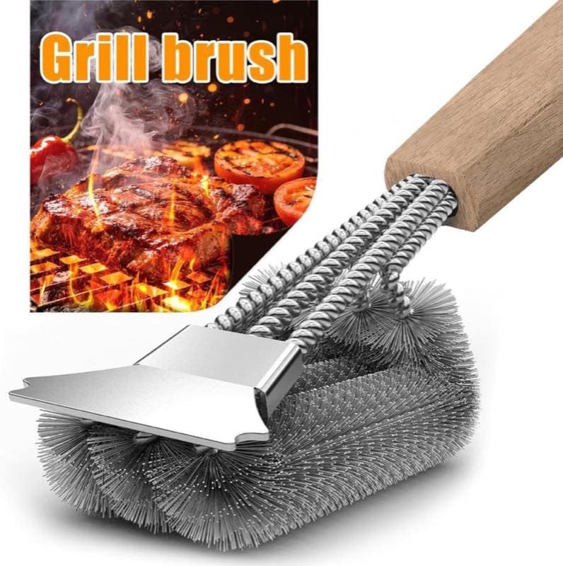 HAZENS Grillbürste Holzgriff