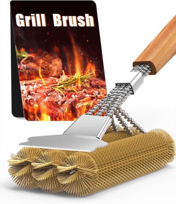 HAZENS Grillbürste Messing 39 cm Holzgriff