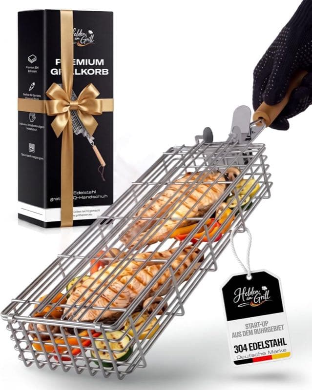 Helden am Grill Rechteckkorb mit BBQ-Handschuh