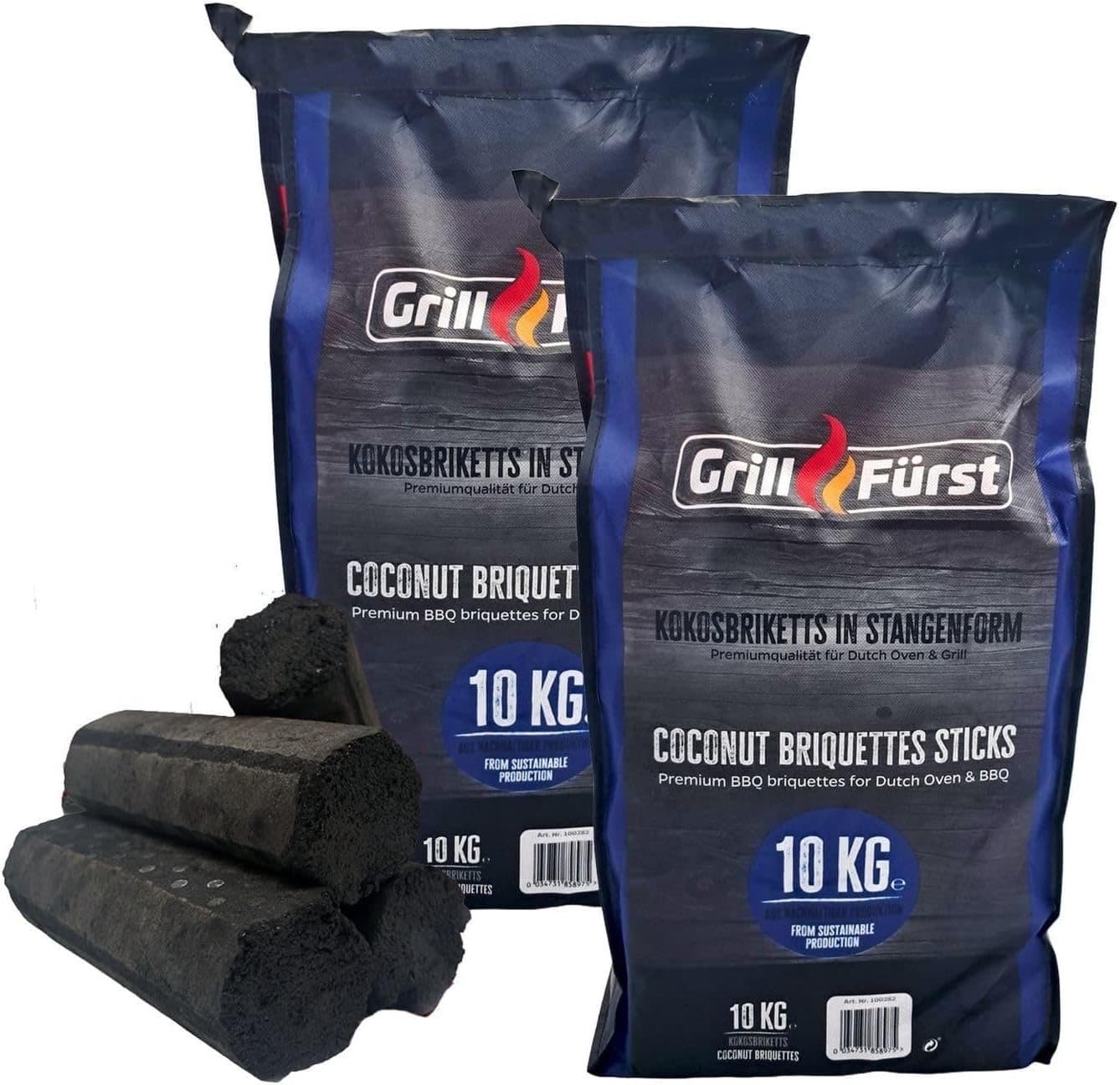 Grillfürst Kokosbriketts Stangen 20 kg