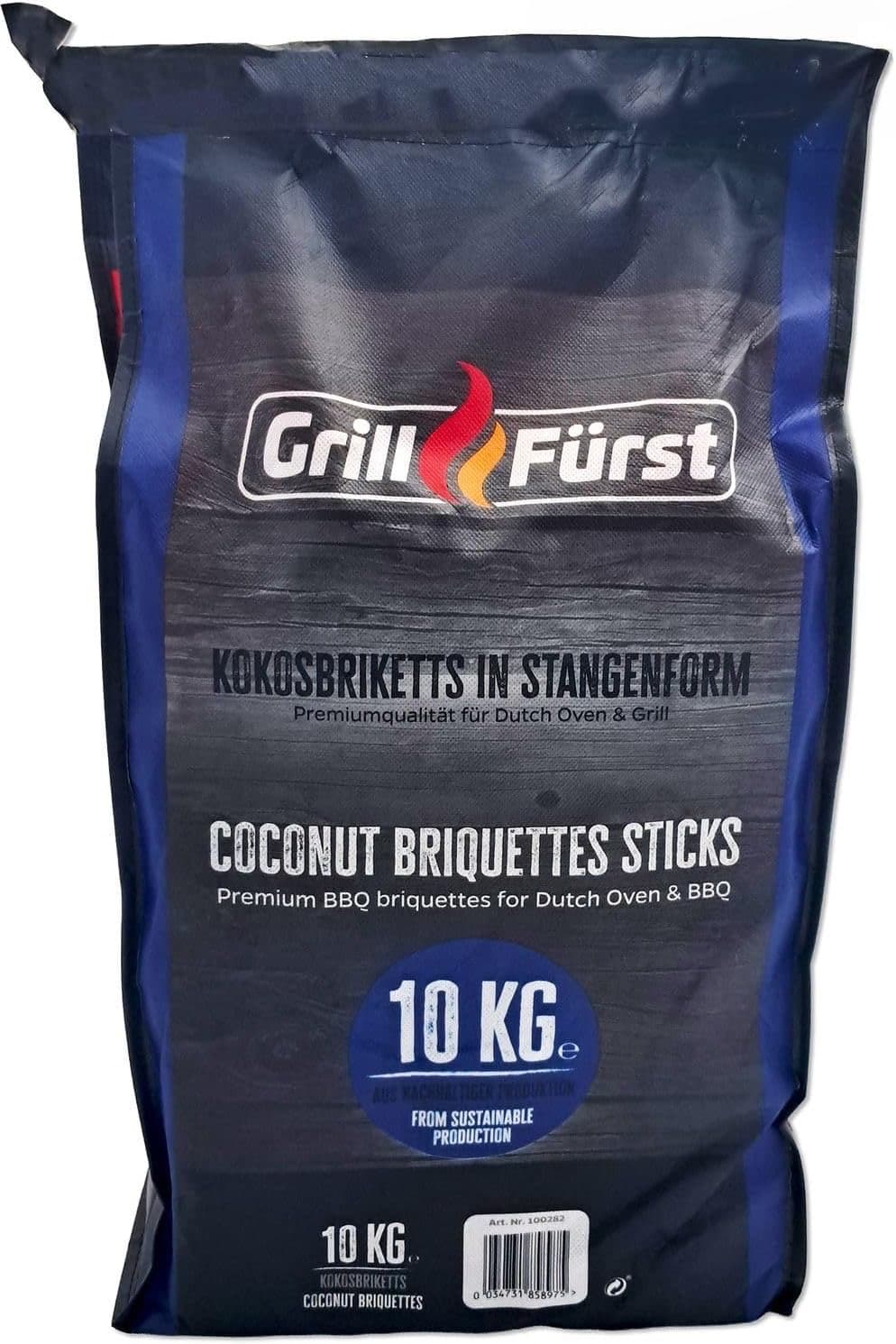Grillfürst Kokosbriketts Stangen 10 kg