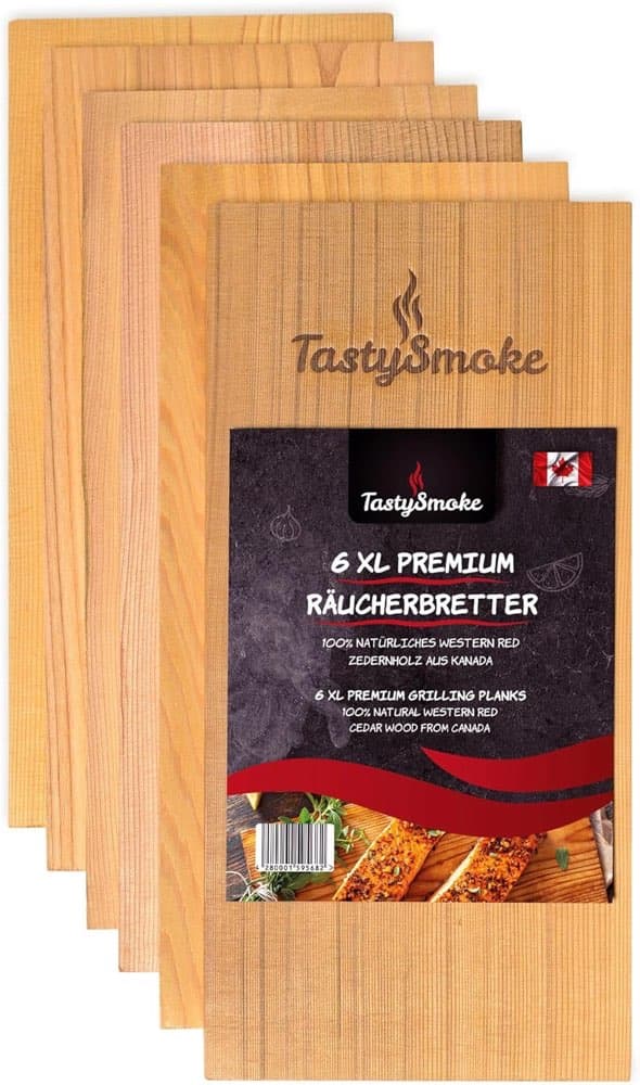 TastySmoke Premium Zedernholz 6er 30×14×1 cm