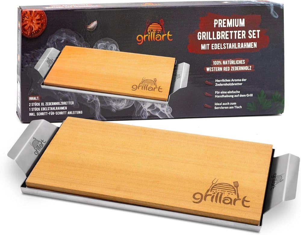 grillart Premium Zedernholz mit Edelstahlrahmen 2er