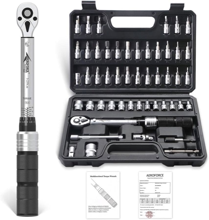 AEROFORCE 50-teiliges Drehmomentschlüssel-Set 1/4 Zoll 5–25 Nm