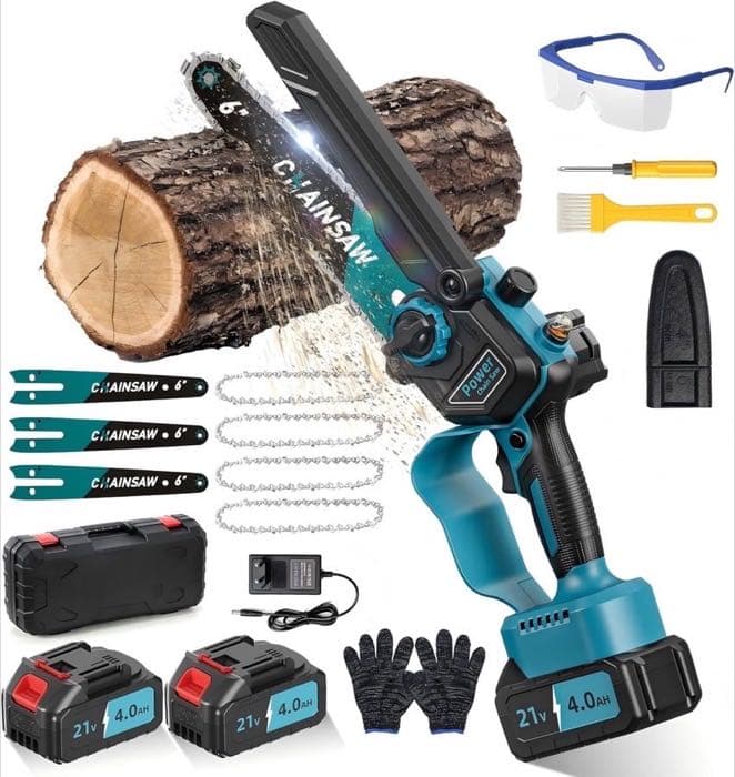 VIWKO Mini Kettensäge 6 Zoll Dual-Akku