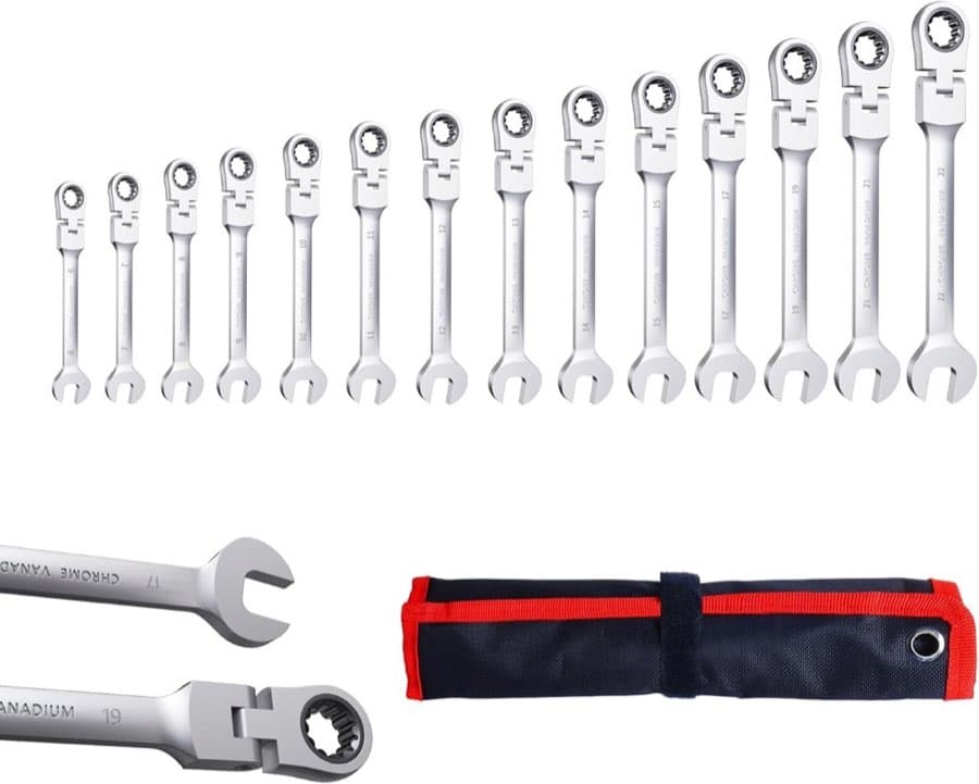 CCLIFE Gelenk-Ratschenschlüssel Set 14tlg. 6–22 mm