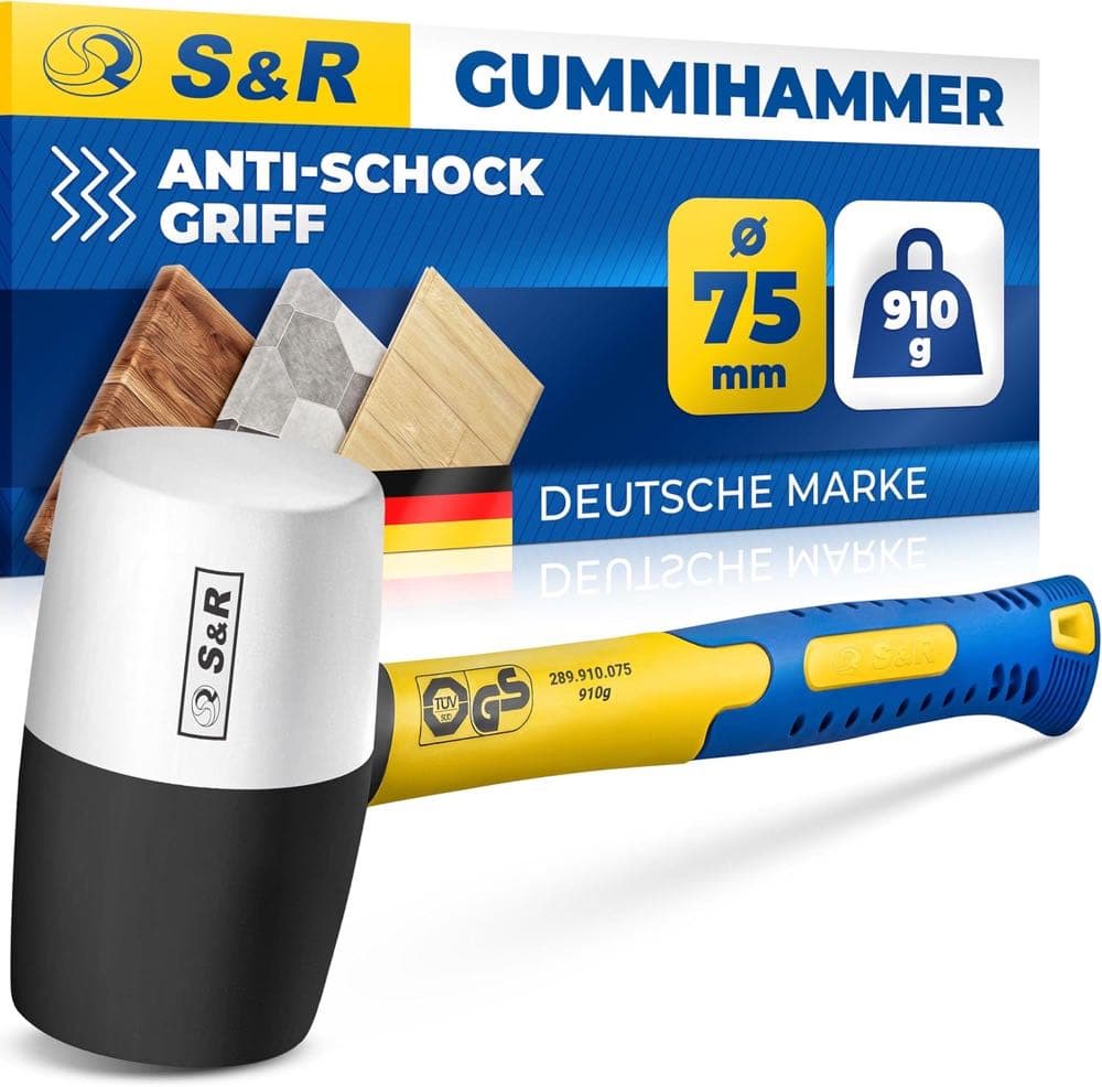 S&R Gummihammer 910 g Ø75 mm schwarz/weiß