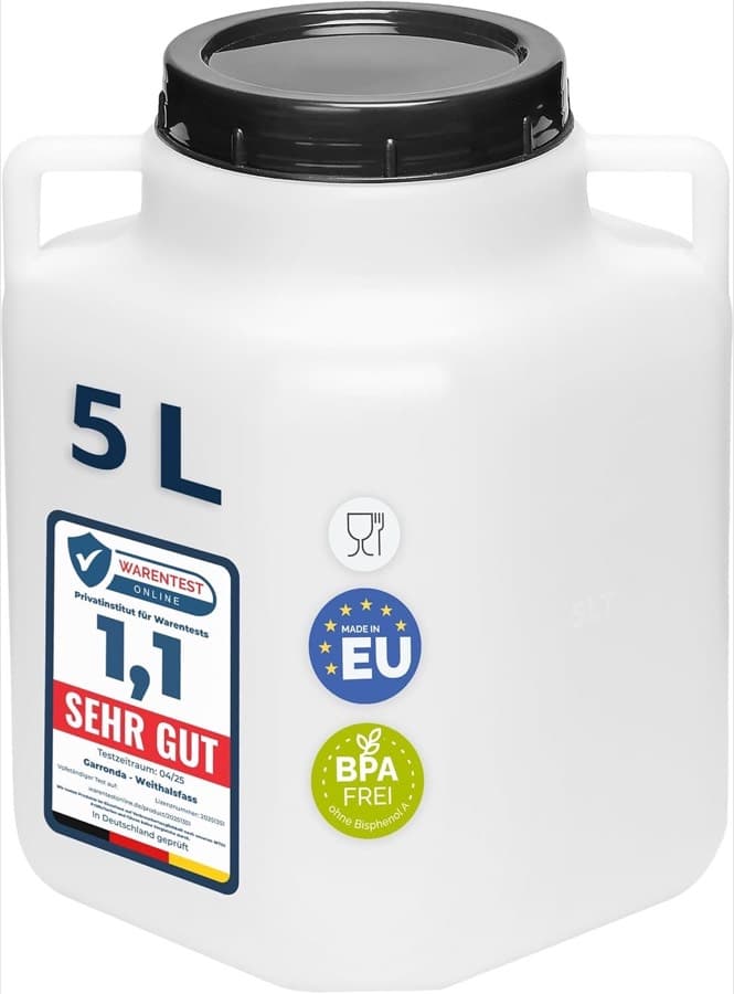 Garronda 5 L Weithalsfass quadratisch weiß