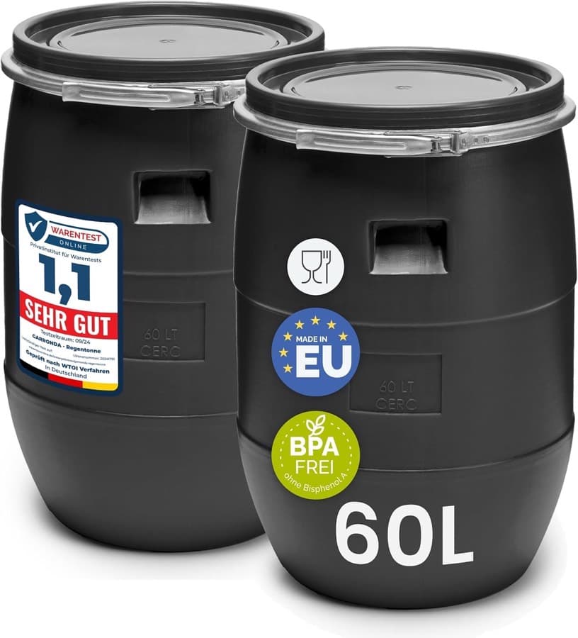 Garronda Set 2×60 L Weithalsfass schwarz
