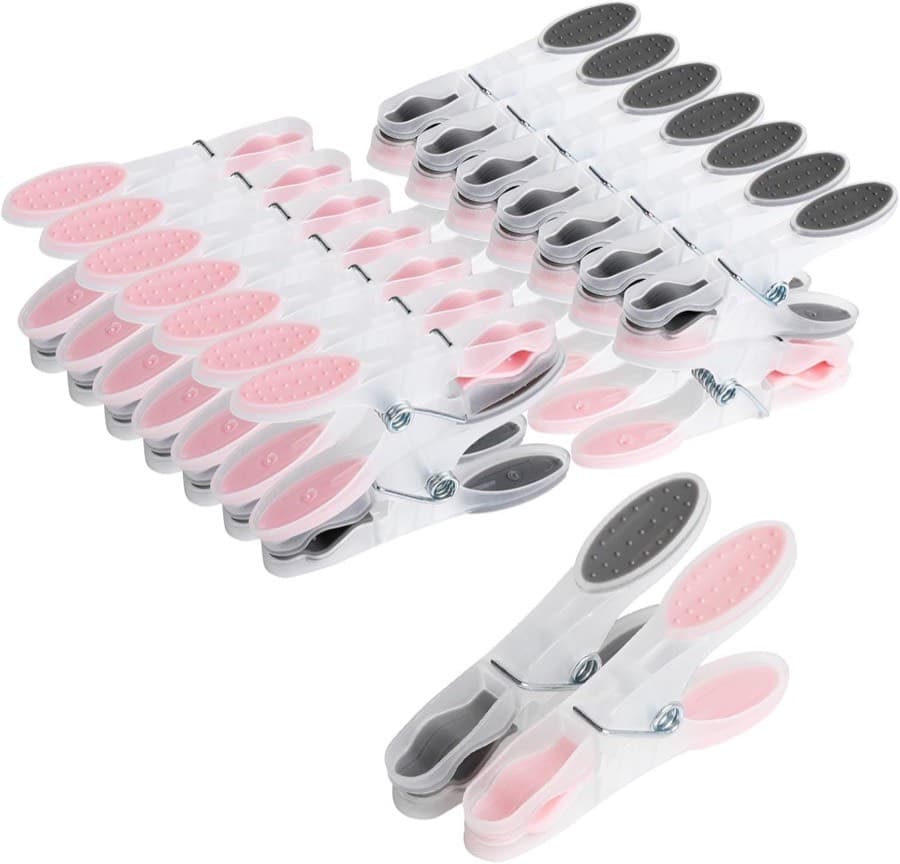 Romon Soft-Grip Wäscheklammern 30 Stück grau/rosa