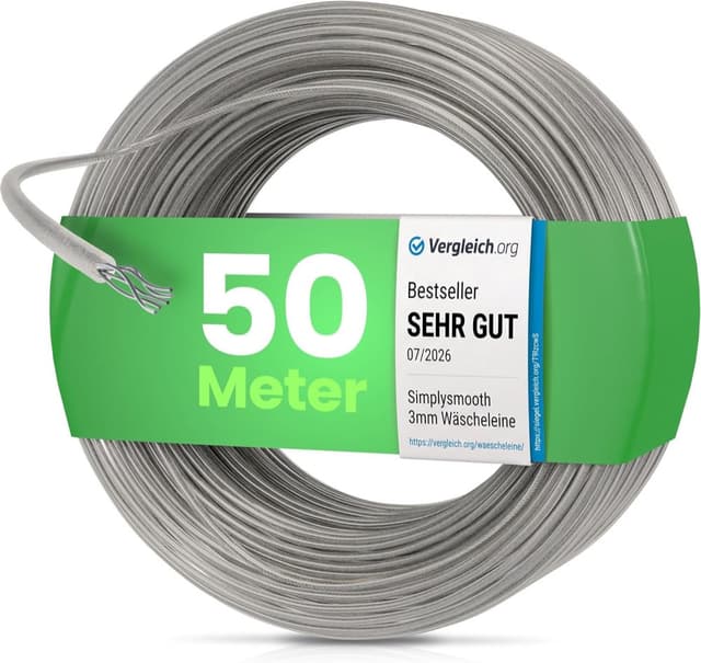 SimplySmooth Wäscheleine 50 m Stahlkern