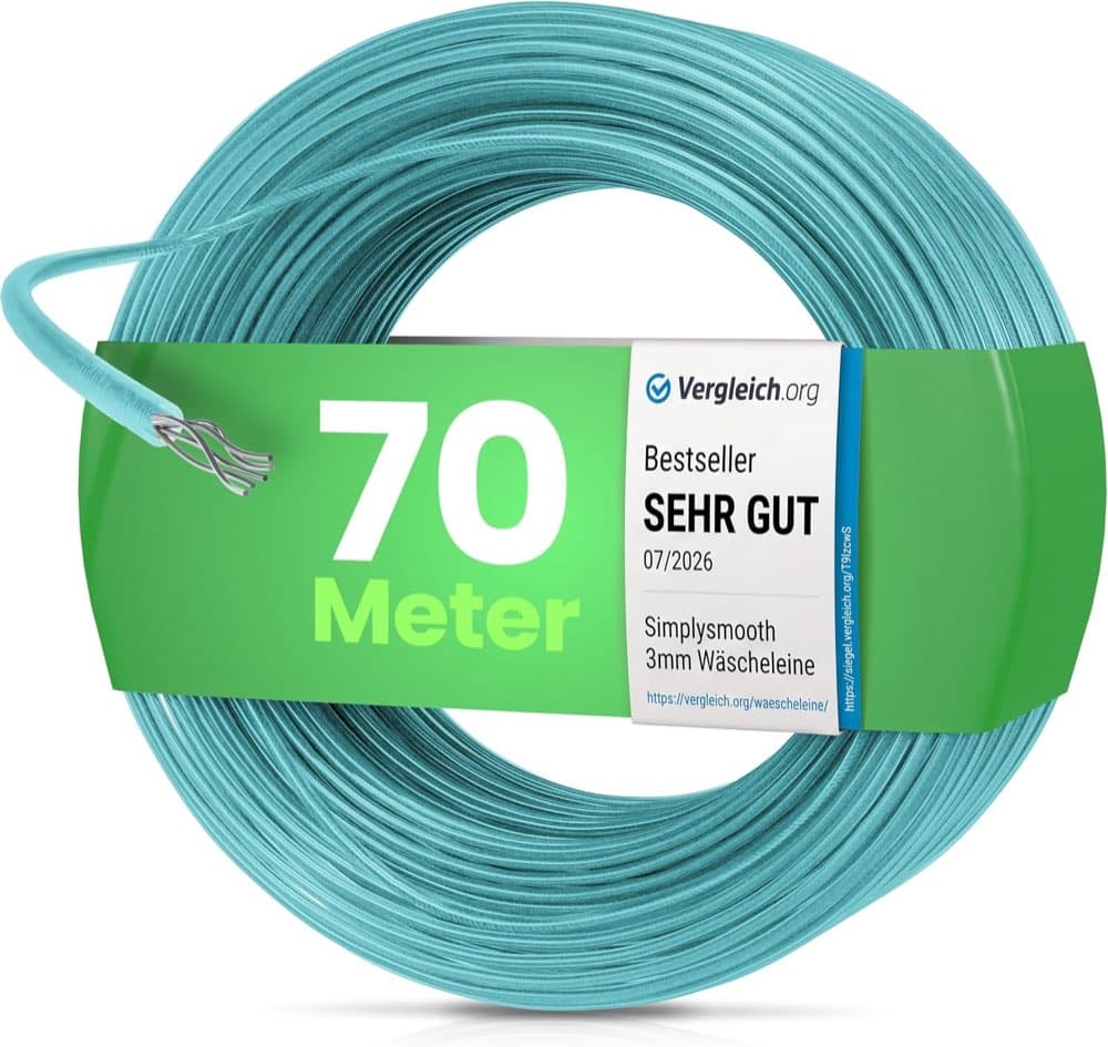 SimplySmooth Wäscheleine 70 m Stahlkern türkis