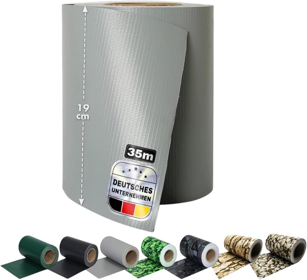 Floordirekt PVC Sichtschutzstreifen 35 m × 19 cm Grau