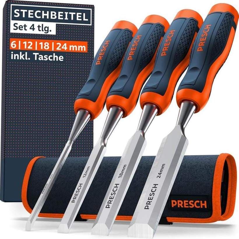 PRESCH Stechbeitel-Set 4-teilig inkl. Tasche