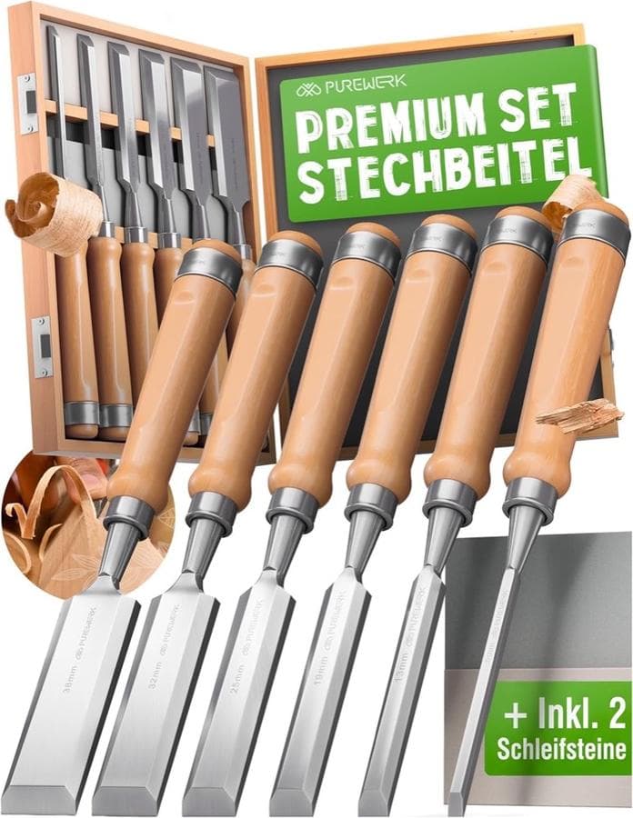 PUREWERK Stechbeitel-Set 6 Größen inkl. Box